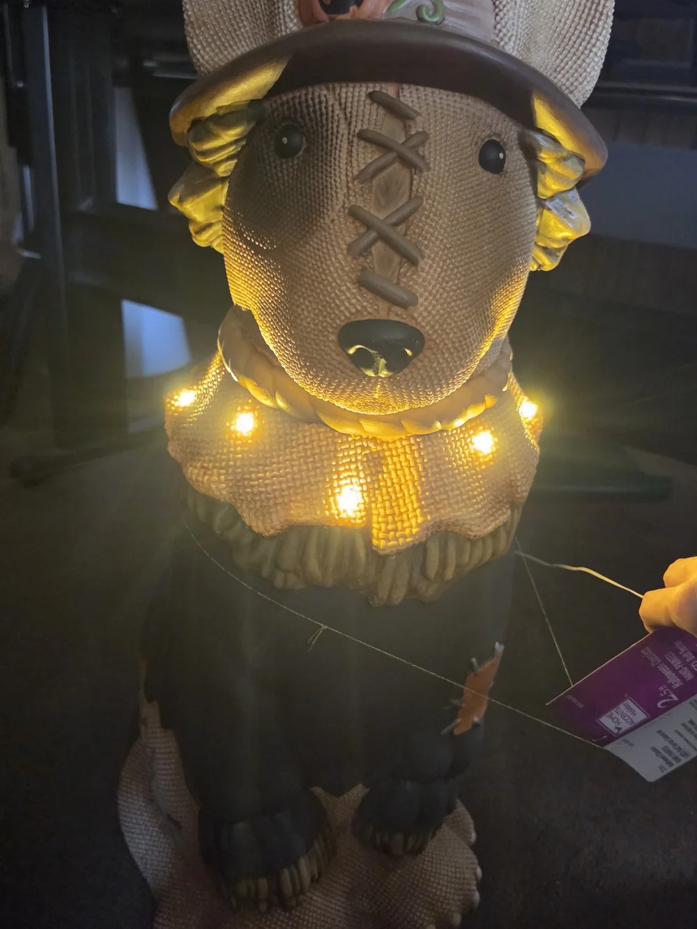 Decorative Dog Figurine with Warm Yellow LED Lights - Brand: